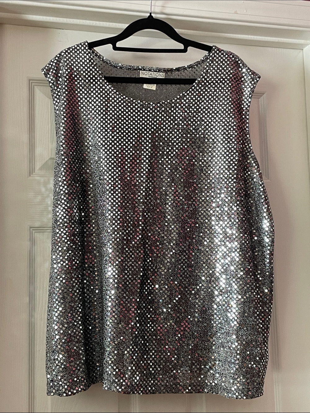 Notations Silver Sequin Sleeveless Top